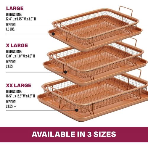  Gotham Steel Crisper Tray for Oven, 2 Piece Nonstick Copper Crisper Tray & Basket, Air Fry in your Oven, Great for Baking & Crispy Foods, Dishwasher Safe, As Seen on TV ? XXL Famil