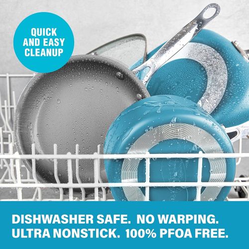  Gotham Steel Aqua Blue Frying Pan Set, 2 Piece Nonstick Ceramic Copper Fry Pans Set, 8.5” & 9.5” Non Stick Skillet, Stainless Steel Stay Cool Handles, Oven & Dishwasher Safe to 500