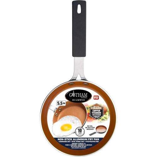  Gotham Steel Mini Egg and Omelet Pan with Ultra Nonstick Titanium & Ceramic Coating - 5.5, Dishwasher Safe, Stay Cool Handle