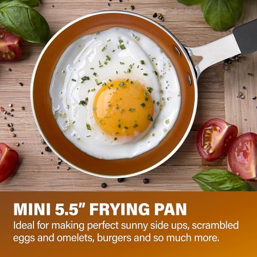  Gotham Steel Mini Egg and Omelet Pan with Ultra Nonstick Titanium & Ceramic Coating - 5.5, Dishwasher Safe, Stay Cool Handle
