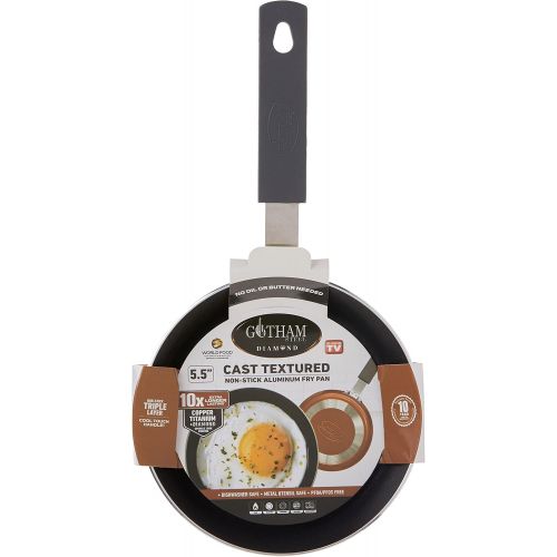  Gotham Steel Mini Nonstick Egg & Omelet Pan ? 5.5” Single Serve Frying Pan / Skillet, Diamond Infused, Multipurpose Pan Designed for Eggs, Omelets, Pancakes, Sliders, Rubber Handle