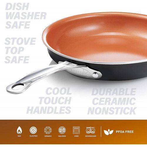  [아마존베스트]Gotham Steel 5 Piece Kitchen Essentials Cookware Set with Ultra Nonstick Copper Surface Dishwasher Safe, Cool Touch Handles- Includes Fry Pans, Stock Pot, and Glass Lids, Original