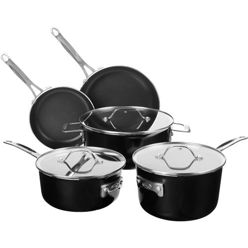  [아마존베스트]Gotham Steel STACKMASTER Pots Stackable 10 Piece Cookware Set Ultra Nonstick Cast Texture Coating Includes Fry Pans, Black