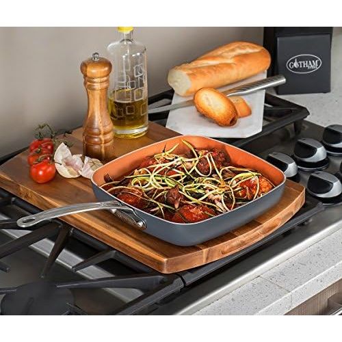  [아마존베스트]Gotham Steel Ultimate 15 Piece All in One Chef’s Kitchen Set Copper Coating  Includes Skillets, Stock Pots, Deep Square Pan with Fry Basket