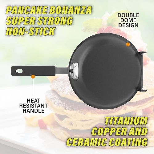  [아마존베스트]Gotham Steel Double Pan  Nonstick Copper Easy to Flip Pan with Rubber Grip Handles for Fluffy Pancakes, Perfect Omelets, Frittatas, French Toast and More! Dishwasher Safe