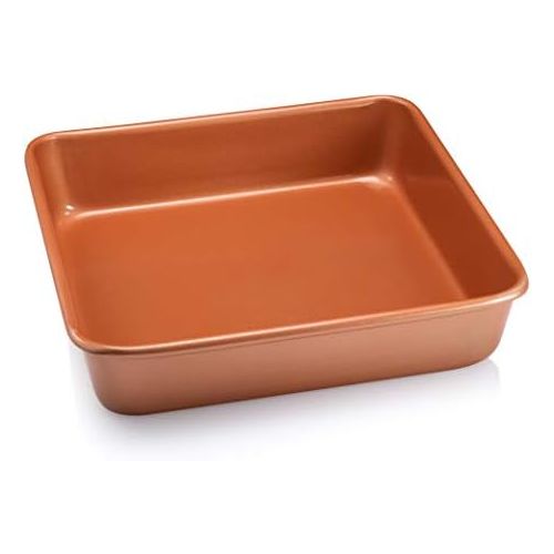  [아마존베스트]Gotham Steel 1359 Large Rectangular Cake Tin, Brown, 9.5 x 9.5, Brownish