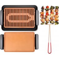 GOTHAM STEEL Smokeless Electric Grill, Griddle, and Pitchfork, Indoor BBQ and Nonstick As Seen On TV (Large)