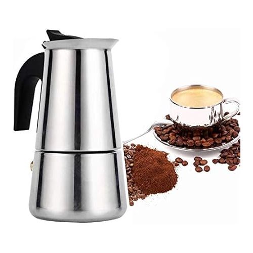  GOTOTOP Espresso Coffee Maker,100ml Stainless Steel Espresso Percolator Coffee Mocha Coffee Pot Kettle Stove Top Maker Mocha Pot for Use on Gas or Electric Stove (100ml)