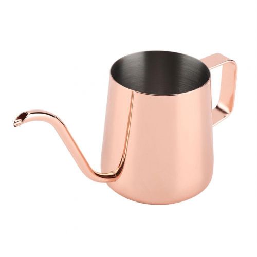  GOTOTOP 350 ML Edelstahl Teekanne Mit Schwanenhals-Kaffeekanne Schwanenhals-Drip-Kaffeemaschine Kaffee Wasserkocher Gooseneck(Rose Gold)