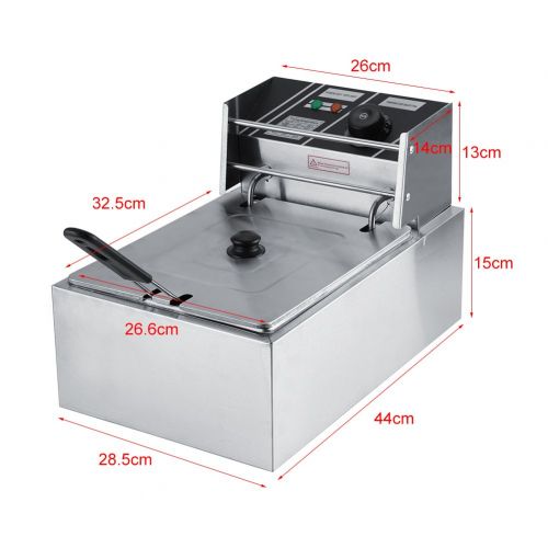  GOTOTOP 6L Edelstahl Fritteuse mit Korb Heizsystem Elektrisch Heissluftfritteuse 220-240V