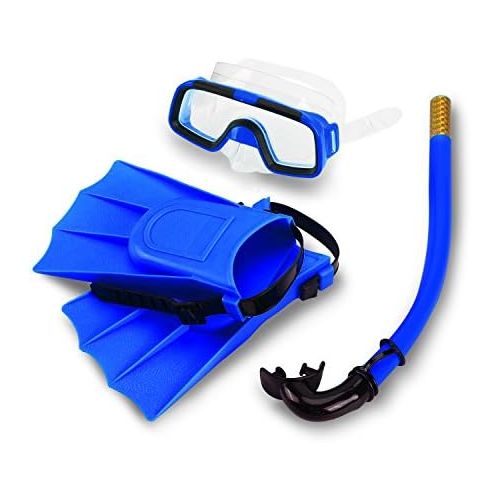  GOTOTOP Kinder Schnorchel Set, Schwimmbrille, Atemschlauch, Tauchflosse Perfekt fuer 6-10 jahrige Kinder Tauchen und Schnorcheln