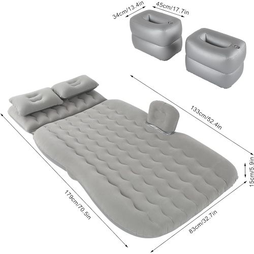  GOTOTOP Car Sleeping Mattress Plush Airbed, with Air Pump SUV Air Bed Comfort Portable Gray Air Mattress PVC Flocking for Adult for Camping for Cars for Child
