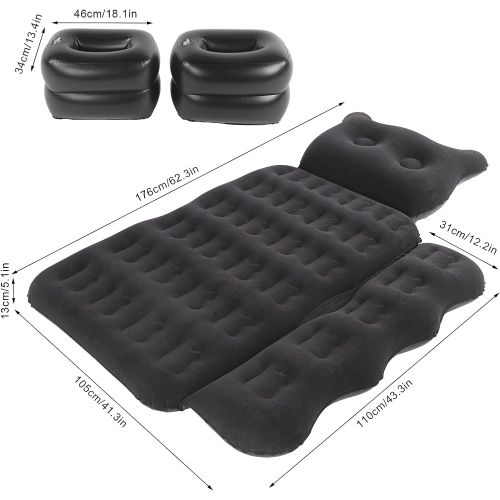  GOTOTOP Car Mattress For Back Of Cars PVC Flocking Bed, Inflatable Mattress Car Floating Bed Flocked Air Bed Easy Inflation Plush Airbed Auto Accessories Portable Promote Sleeping for Adve
