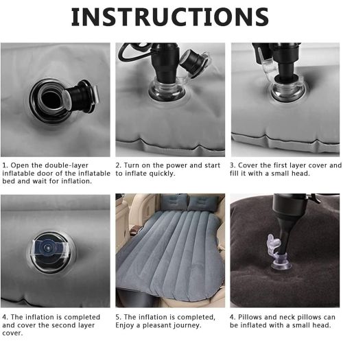  GOTOTOP Car Mattress For Back Of Cars PVC Flocking Bed, Inflatable Mattress Car Floating Bed Flocked Air Bed Easy Inflation Plush Airbed Auto Accessories Portable Promote Sleeping for Adve