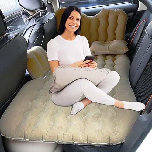  GOTOTOP Inflatable Bed Mattress PVC Flocking Car Inflatable Air Mattress Indoor Outdoor Camping Travel Car Back Seat Air Beds Cushion with Air Pump and Two Air Pillow
