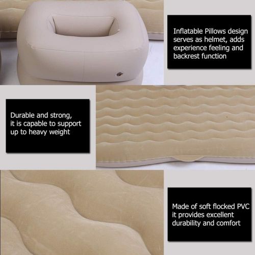  GOTOTOP Inflatable Bed Mattress PVC Flocking Car Inflatable Air Mattress Indoor Outdoor Camping Travel Car Back Seat Air Beds Cushion with Air Pump and Two Air Pillow