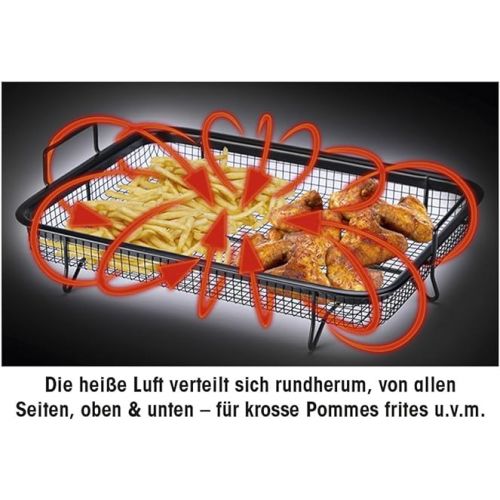  GOURMETmaxx Stainless Steel Basket, Grill Tray, for Low-Fat hot air Cooking in The Oven, BPA and PFOA Free (Square, 33 x 28 x 5 cm), Aluminium