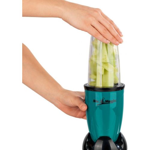  GOURMETmaxx Smoothiemaker - Mr. Magic | Mixer mit To-Go Becher | Platzsparender Standmixer fuer Smoothies, Cocktails und Sossen | Spuelmaschinen geeignet (400 Watt, gruen/schwarz)