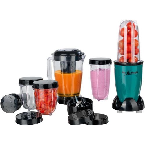  GOURMETmaxx Smoothiemaker - Mr. Magic | Mixer mit To-Go Becher | Platzsparender Standmixer fuer Smoothies, Cocktails und Sossen | Spuelmaschinen geeignet (400 Watt, gruen/schwarz)