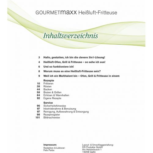  GOURMETmaxx 00181 Rezeptbuch fuer Heissluft Fritteuse, Leckere Rezeptideen