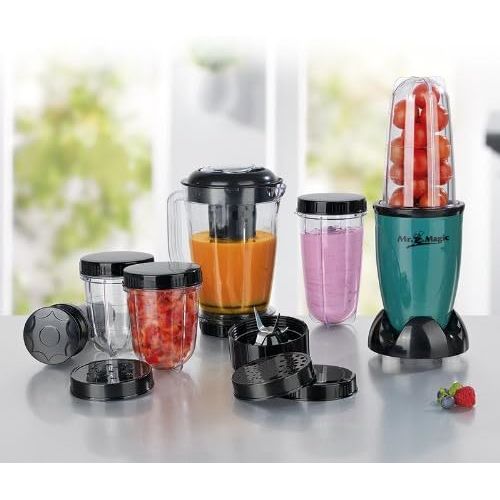  TV Unser Original Mr. Magic Smoothie Mixer, Standmixer Smoothie Maker mit 9 Funktionen, TO GO-Funktion mit Smoothie Flasche & Umfangreiches Zubehoer [ 400W POWER ]