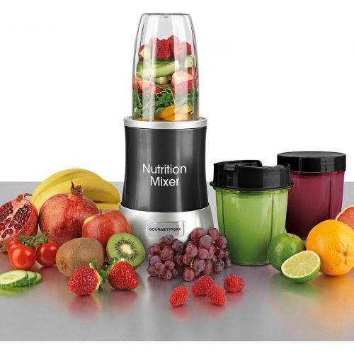  GOURMETmaxx Nutrition Mixer Deluxe | Standmixer Smoothie Maker mit 7 Funktionen | Smoothie Mixer mit TO GO-Funktion und Smoothie Flasche [ 1000W POWER , 22.000 RPM ]