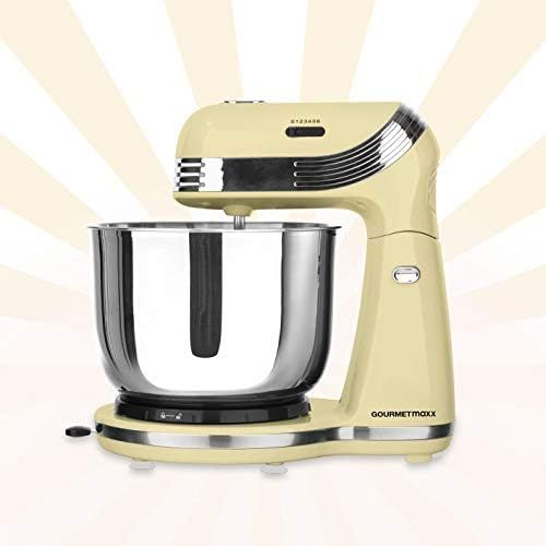  [아마존베스트]GOURMETmaxx Retro Food Processor | Electric Kitchen Machine | Top Kitchen Gadget | Multifunctional Mixer | 50s Retro Style | Speed Levels | Stainless Steel | Mixing | Cream Whippin