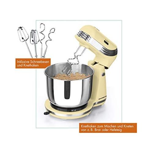  [아마존베스트]GOURMETmaxx Retro Food Processor | Electric Kitchen Machine | Top Kitchen Gadget | Multifunctional Mixer | 50s Retro Style | Speed Levels | Stainless Steel | Mixing | Cream Whippin