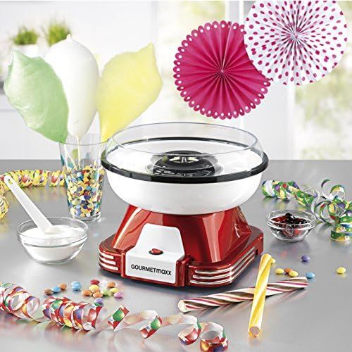  [아마존베스트]GOURMETmaxx Candy Floss Machine for Home | With Accessories for Cotton Candy, Candy Floss Machine Set | With Candy Floss Sticks, Measuring Spoon, 500 Watt [Red/White]