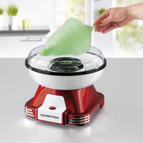  [아마존베스트]GOURMETmaxx Candy Floss Machine for Home | With Accessories for Cotton Candy, Candy Floss Machine Set | With Candy Floss Sticks, Measuring Spoon, 500 Watt [Red/White]