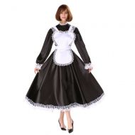 GOceBaby Sissy Girl Maid Lockable Medium Length Satin Dress Uniform Crossdresser