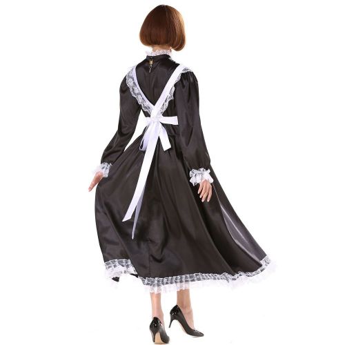  GOceBaby Sissy Girl Maid Lockable Medium Length Satin Dress Uniform Crossdresser