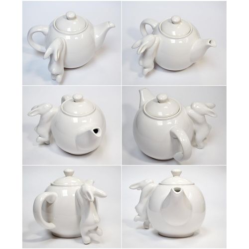  GP Natural Porcelain Teapot Original handmade Sculpt Collectible Charming Rabbit. Made by Clay street ceramic