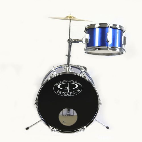  GP Percussion 3-Piece Complete Junior Drum Set, Black