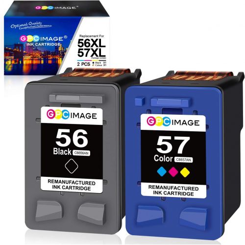  GPC Image Remanufactured Ink Cartridges Replacement for HP 56 & 57 C6656AN C6657A 56 57 Ink to use with Deskjet 5650 5550 5150, Photosmart 7350 7260 7450 7550, PSC 2210 Printer (2-