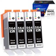 GPC Image Compatible Ink Cartridge Replacement for HP 564XL 564 XL Compatible with DeskJet 3520 3522 Officejet 4620 Photosmart 5520 6510 7520 7525 Printer Tray (4 Black)