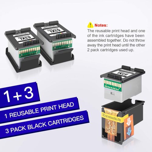  GPC Image Remanufactured Ink Cartridge Replacement for HP 63XL 63 XL Compatible with OfficeJet 5258 5255 4650 4655 Envy 4520 4512 4522 DeskJet 1112 1110 3632 Printer Tray (1 Print