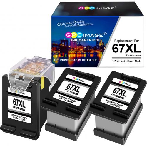  GPC Image Remanufactured Ink Cartridge Replacement for HP 67XL 67 XL Compatible with Envy 6055 6075 Envy Pro 6455 6458 DeskJet 2752 2755 DeskJet Plus 4140 4155 Printer Tray (1 Prin