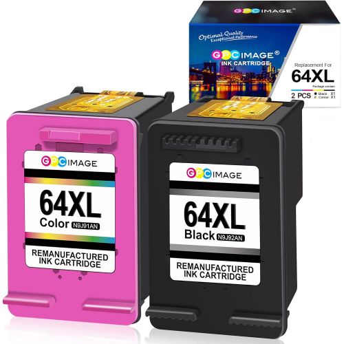  GPC Image Remanufactured Ink Cartridge Replacement for HP 64XL 64 XL Ink Combo Pack Compatible with Envy Photo 7855 7858 7864 7164 7820 7155 7120 7130 Envy 5542 Printer Tray (1 Bla