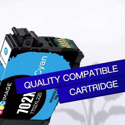  GPC Image Remanufactured Ink Cartridge Replacement for Epson 702 702XL 702 XL T702XL Compatible with Workforce Pro WF-3720 WF-3730 WF-3733 Printer Tray (Black, Cyan, Magenta, Yello
