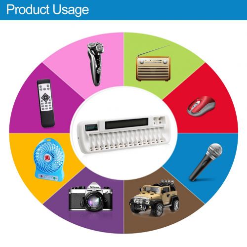  GPISEN 16+2 Bay/Slot Smart LCD Charger for NI-MH Ni-CD AA AAA Battery NI-MH Li-ion 9V Batteries