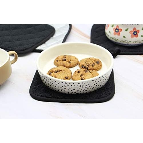  [아마존베스트]GQZLUCK 100% Cotton Pot Holders Cotton Made Machine Washable Heat Resistant Everyday Kitchen Basic Terry Pot Holder, Hot Pads, Trivet for Cooking and Baking Set of 4 (Black)