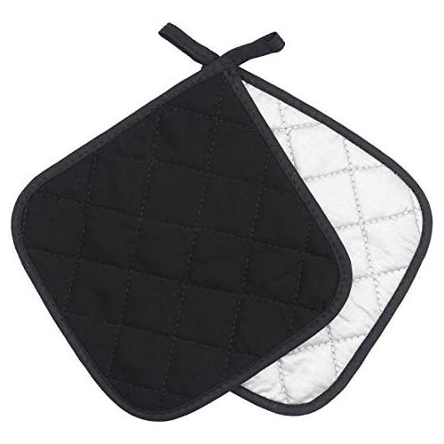  [아마존베스트]GQZLUCK 100% Cotton Heat Resistant Pot Holders, Everyday Kitchen Basic Square Solid Color Pot Holder, Multipurpose Quilted Hot Pads for Cooking and Baking Set of 4 (Black)