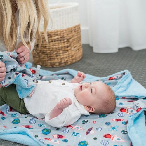  GRACED SOFT LUXURIES Minky Super Soft Baby Blankets, Receiving Blankets with Space Blue Printed Design by...