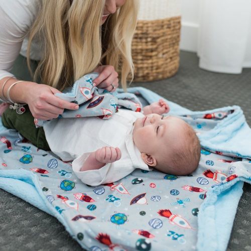 GRACED SOFT LUXURIES Minky Super Soft Baby Blankets, Receiving Blankets with Space Blue Printed Design by...