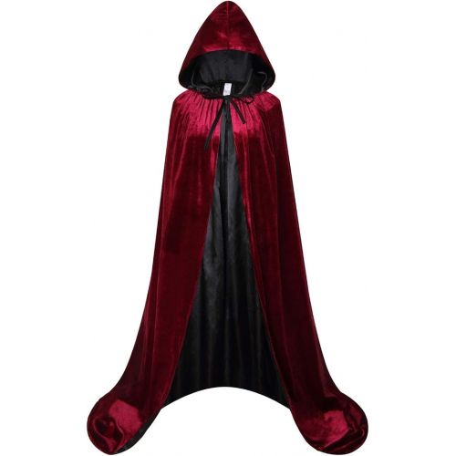  GRACIN Unisex Velvet Cloak Lined with Satin, Halloween Deluxe Medieval Costume Hooded Cape