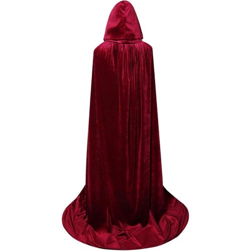  GRACIN Unisex Velvet Cloak Lined with Satin, Halloween Deluxe Medieval Costume Hooded Cape