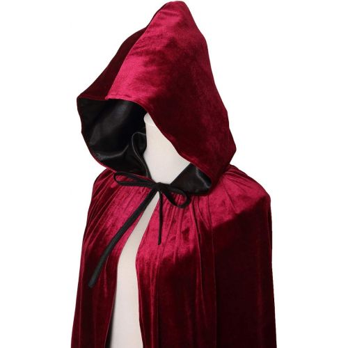  GRACIN Unisex Velvet Cloak Lined with Satin, Halloween Deluxe Medieval Costume Hooded Cape