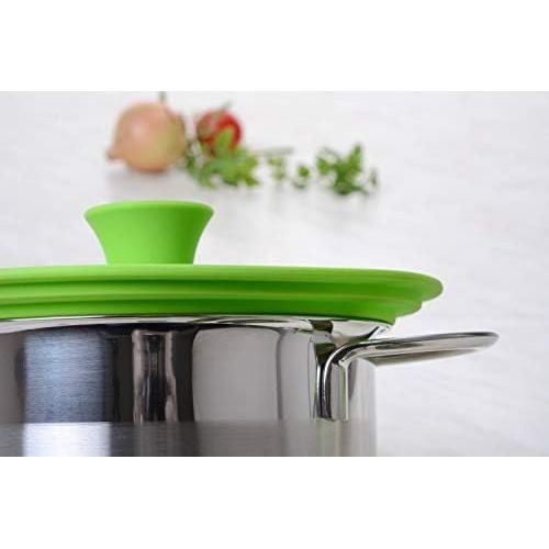  Visit the GRAEWE Store GRAEWE Universal Glass Lid Green 16-20cm for Saucepans and Pans Tempered Glass Silicone Handle with Steam Vent