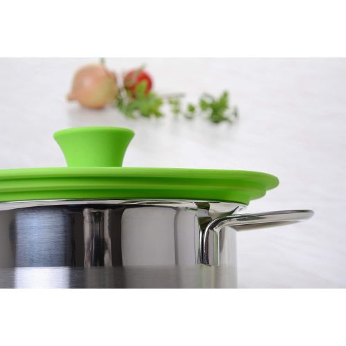  Visit the GRAEWE Store GRAEWE Universal Glass Lid Green 16-20cm for Saucepans and Pans Tempered Glass Silicone Handle with Steam Vent